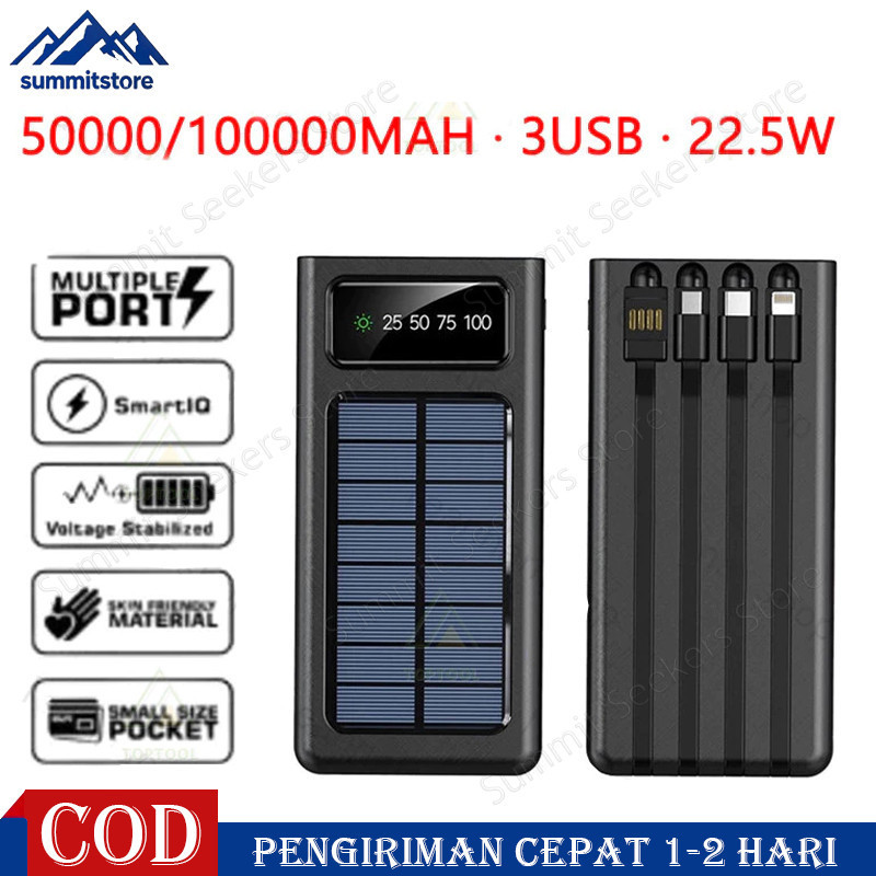 50000/100000 mAh Powerbank Robot Power Bank Solar Cell Tenaga Surya Portable Led Indikator Multifung
