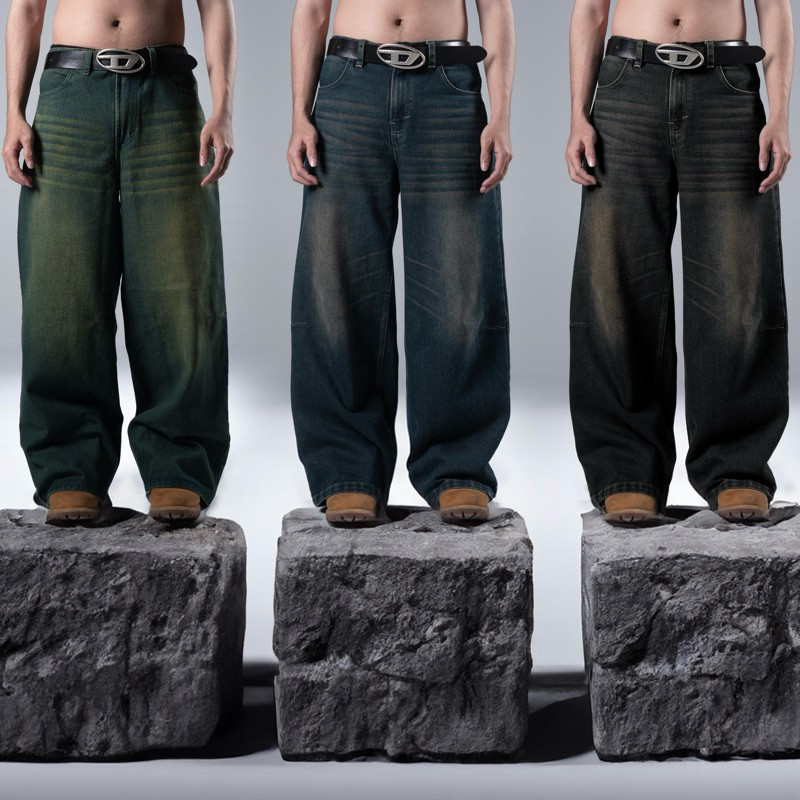 Demoan - Celana Baggy Jeans Pria Denim 13,5 OZ