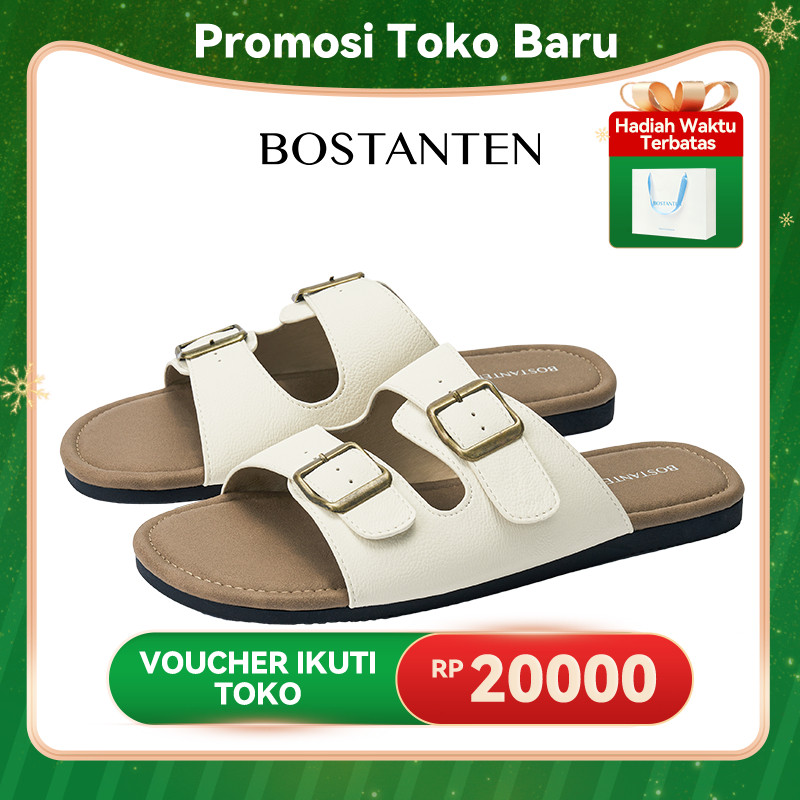 ANGGRAEINI [LuxChoco Nuts Sandal] BOSTANTEN Sandal Flat Sepatu Wanita Setengah Terbuka Sol Karet Ant
