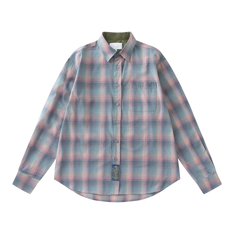 Maison Margiela baru asli co branded rainbow gradient check shirt 822