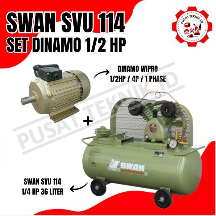 KOMPRESSOR SWAN SVU 114 1/4HP + PENGGERAK DINAMO WIPRO 1/2HP