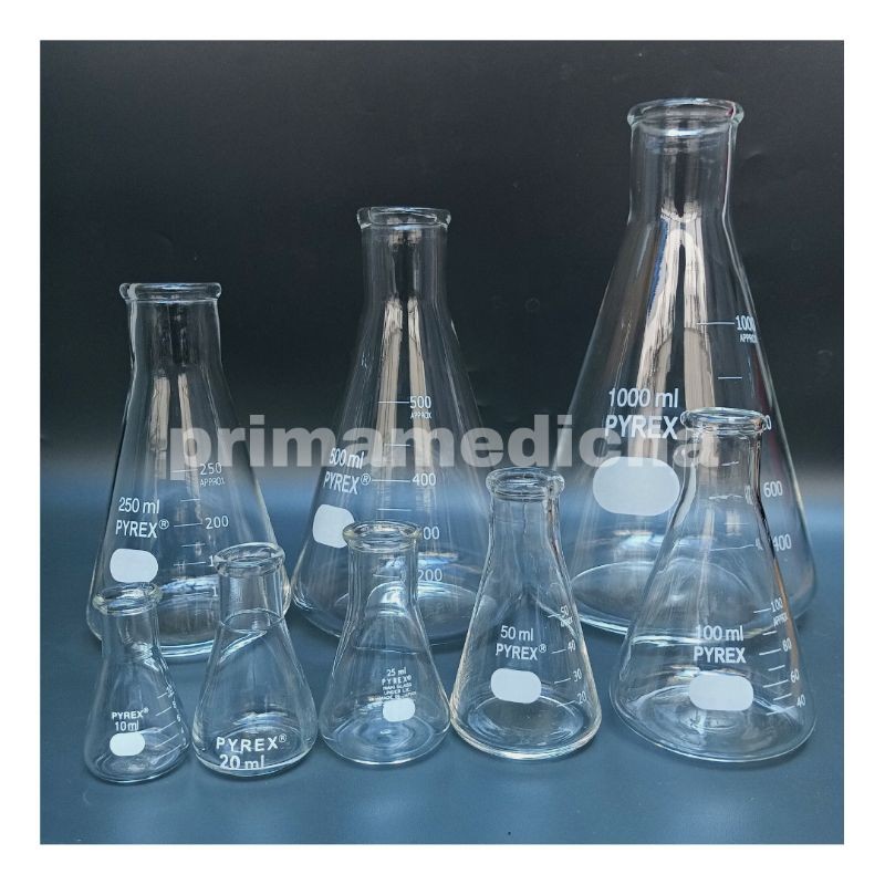 Erlenmeyer Flask Pyrex Tahan Panas Berbagai Ukuran