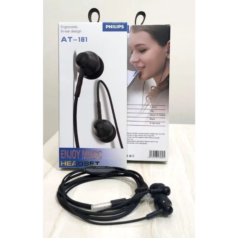 New HF HEADSET HANSFREE PHILIPS AT-181 EXTRA SUPER BASS PACKING IMPORT BERKUALITAS BAGUSS Headset Ha
