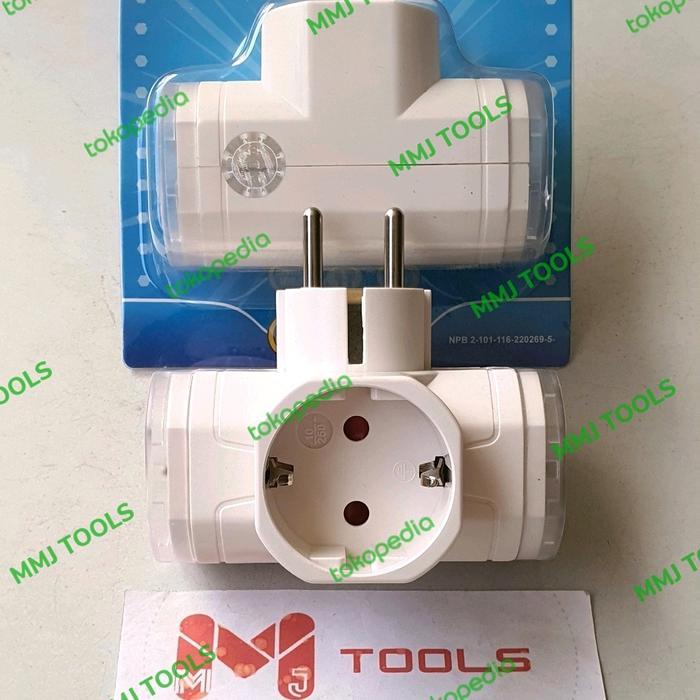 Steker Listrik T KENMASTER- Colokan 3 lubang - Steker Cabang KENMASTER