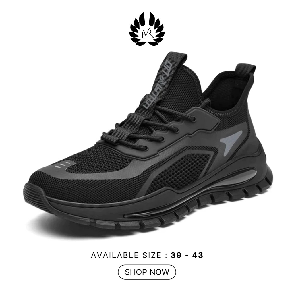 EVR Minho Sepatu Sneakers Pria Casual Sepatu Sport Hitam LV0378