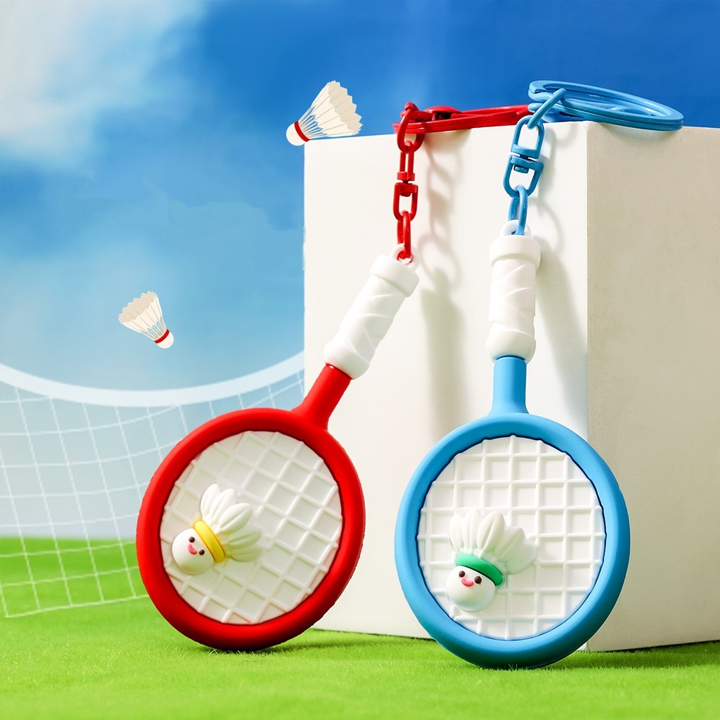 Gantungan Kunci Raket Bulutangkis Mini Olahraga Hadiah Kecil Tas Sekolah Liontin Ornamen Kehidupan