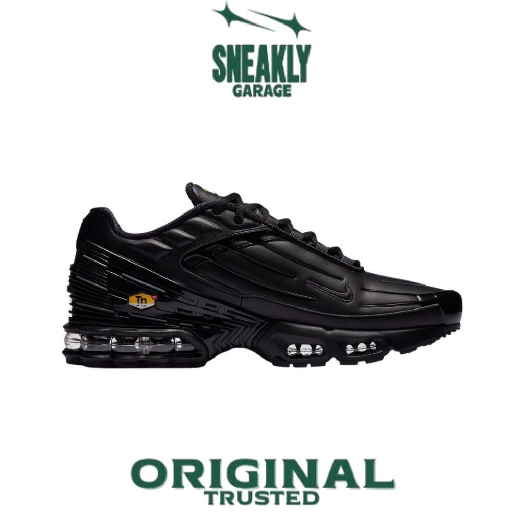 Sepatu Nike Air Max Plus Tuned plus 3 Leather Reflective leather Trainers in Black    Sneakers Unise