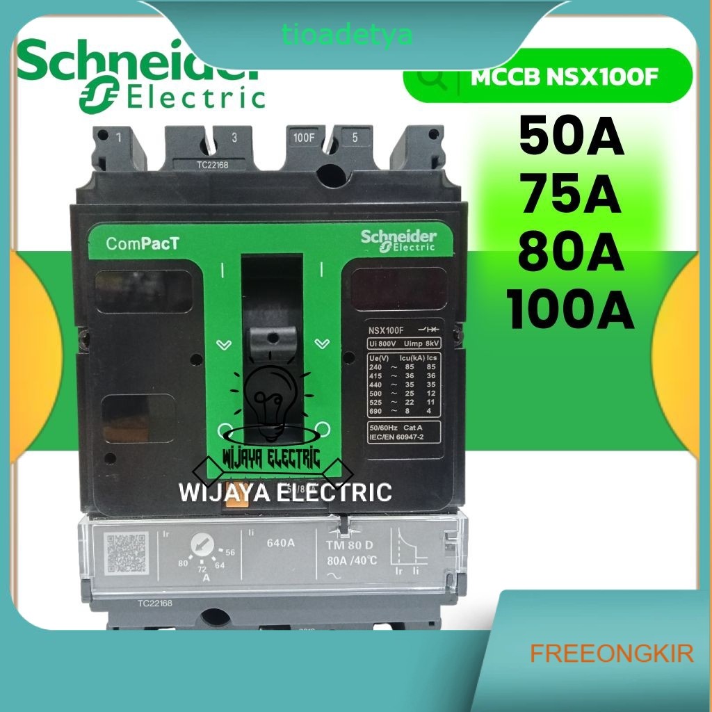 MCCB 50A 3P 36KA NSX100F C10F3TM050C SCHNEIDER ORIGINAL breaker mccb 3p 50a NSX100