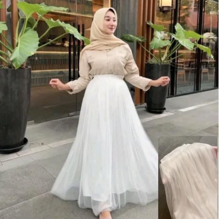 REAL Rok Panjang Tutu Olive Jumbo SIZE L & XXL /  Rok Muslimah / Pakaian Hijab Style / Baju Muslim /