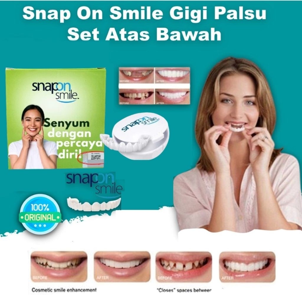 [ BISA COD ] Gigi Palsu Instan 1 Set Atas Bawah Snap On Smile 100% Original