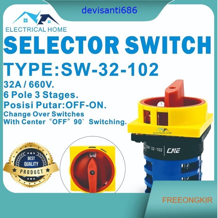 Selector Switch/ Cam Switch OFF-ON 32A