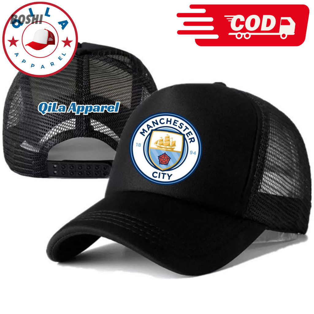 Topi Trucker MANCHESTER CITY - Topi Distro MANCHESTER CITY Logo - Topi MANCHESTER CITY Premium - Top