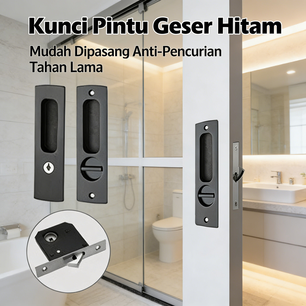 Kunci pintu kamar mandi tersembunyi kabinet geser kayu balik Kunci pintu geser terbalik kamar mandi 