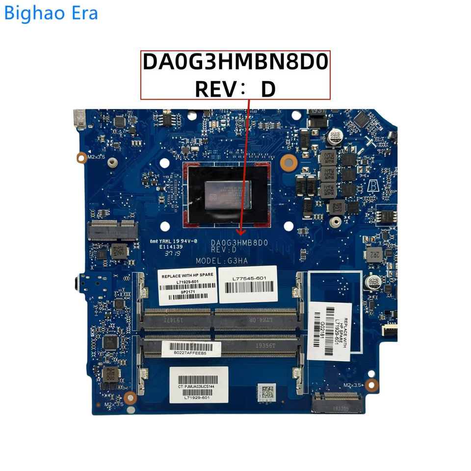 For HP 15zEC 15EC Laptop Motherboard DA0G3HMB8D0 With R53550H R73750H CPU GTX1050 GTX1650 3GB4GBGPU 