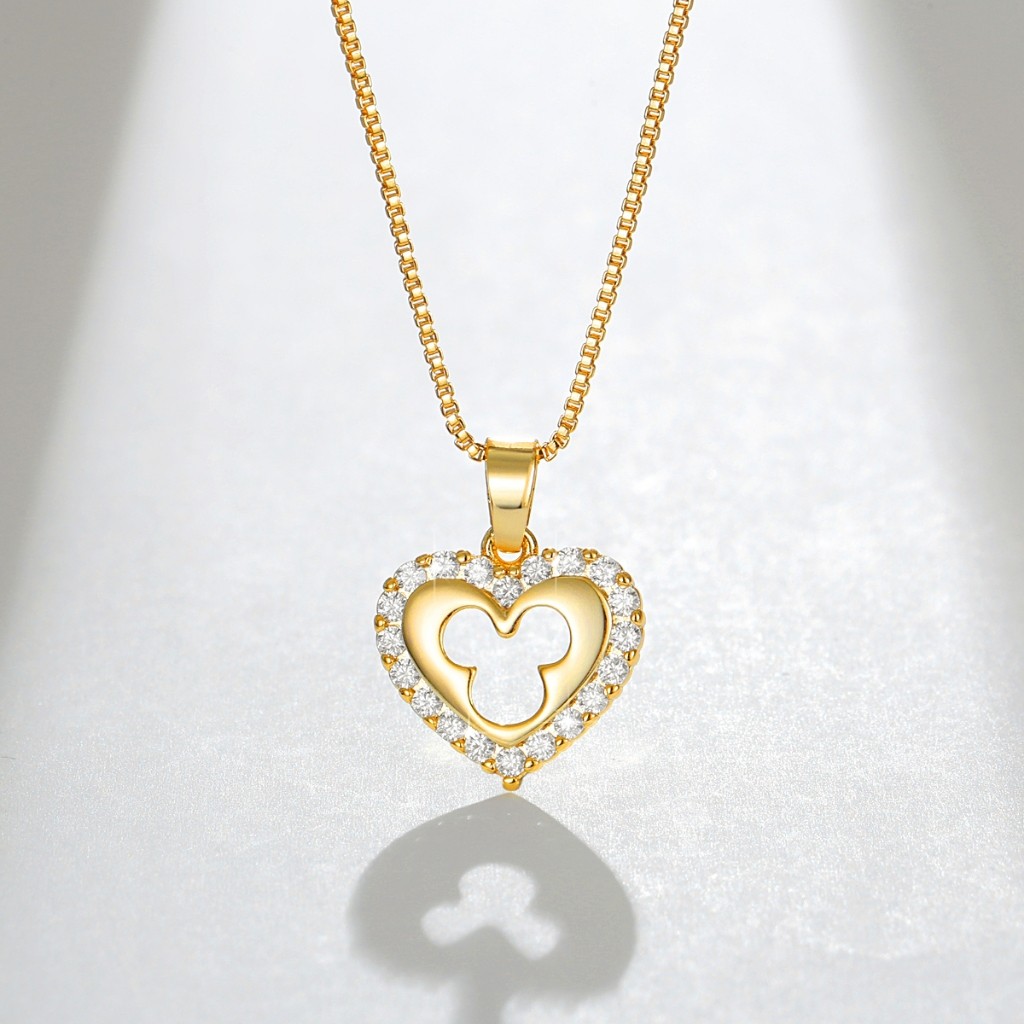 Lanme Jewelry Kalung Original Titanium Lapis 14K Emas Wanita Anti Karat Seri Heart Love Romantis GD1