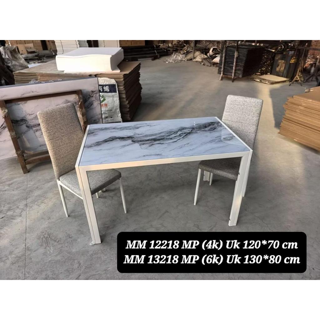 HAPPY IDEA - Meja Makan Minimalis Modern 4 Kursi Set Meja Makan Murah Kaca Tebal Elegan Mewah