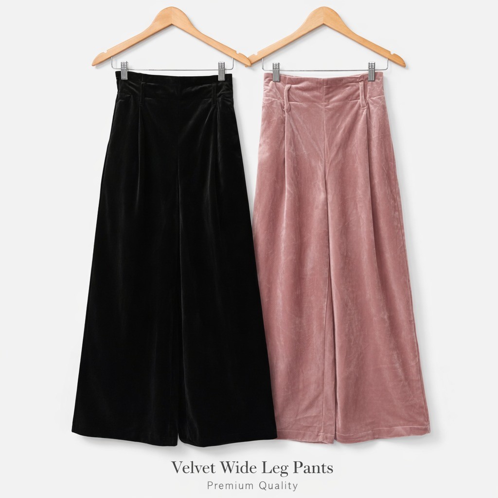 WARNAMU #1656 GRB GU UNQ VELVET WIDE LEG PANTS ( NO BELT )