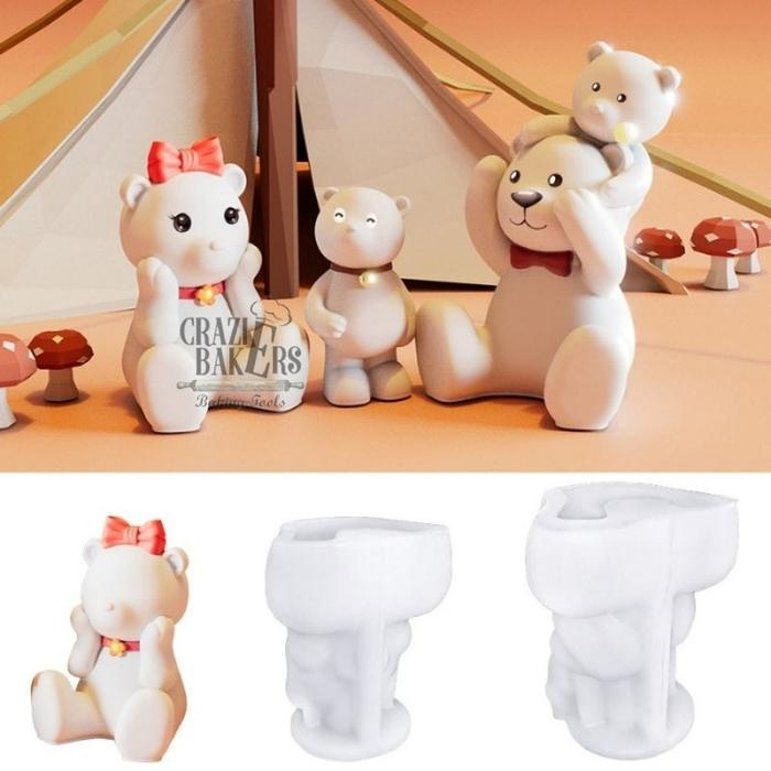 Cetakan Silikon Cute Bear Family = Papa Mama Baby Bear 3D Mold - Papa Bear