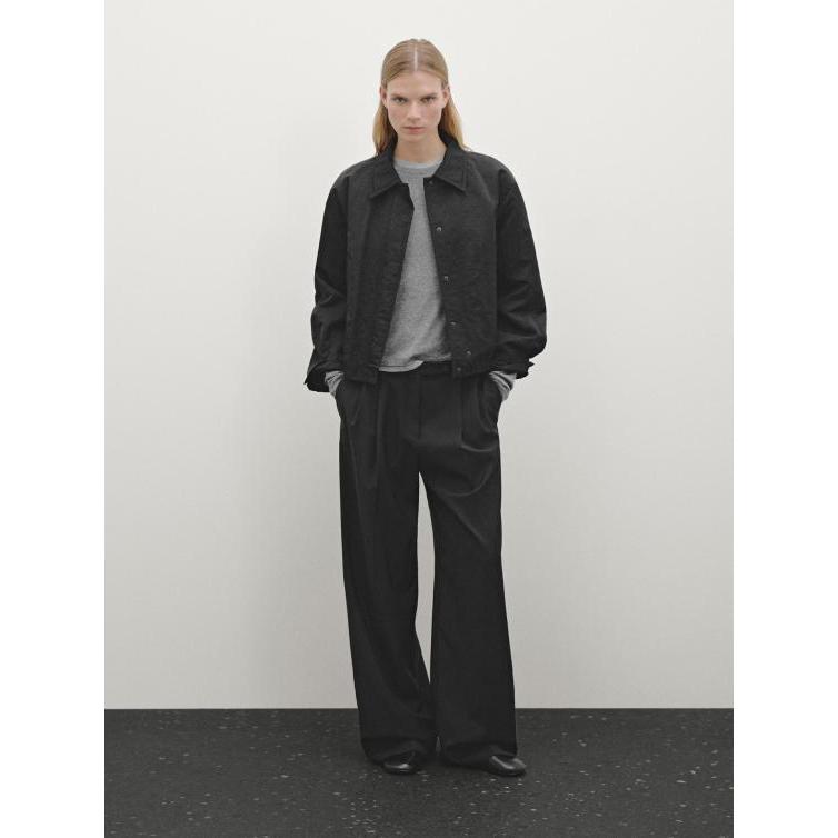 Massimo Dutti Women's Bomber Jacket with Lapel - Windbreaker Padded Jaket Wanita - S