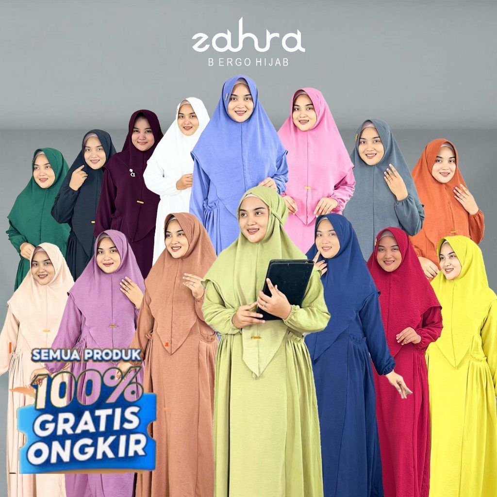 Gamis busui bergo syar'i/zahra gamis dewasa set jilbab/gamis krinkel airflow- pakaian wanita lainnya
