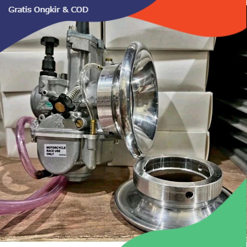 Velocity super flow corong karbu Super flow SF PWK24 ,26,28,30,32,35,36,38 warna poles dan hitam