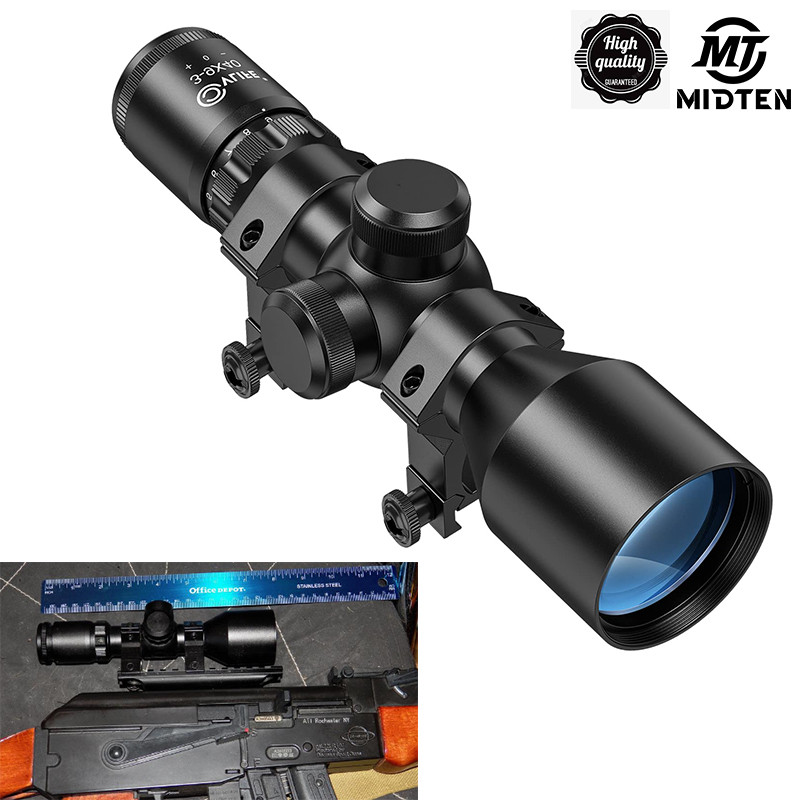 MidTen Rifle Scope 3-9x40 Compact Crosshair Reticle Free Mounts Quick Aiming Mil-dot Reticle 9X Hunt