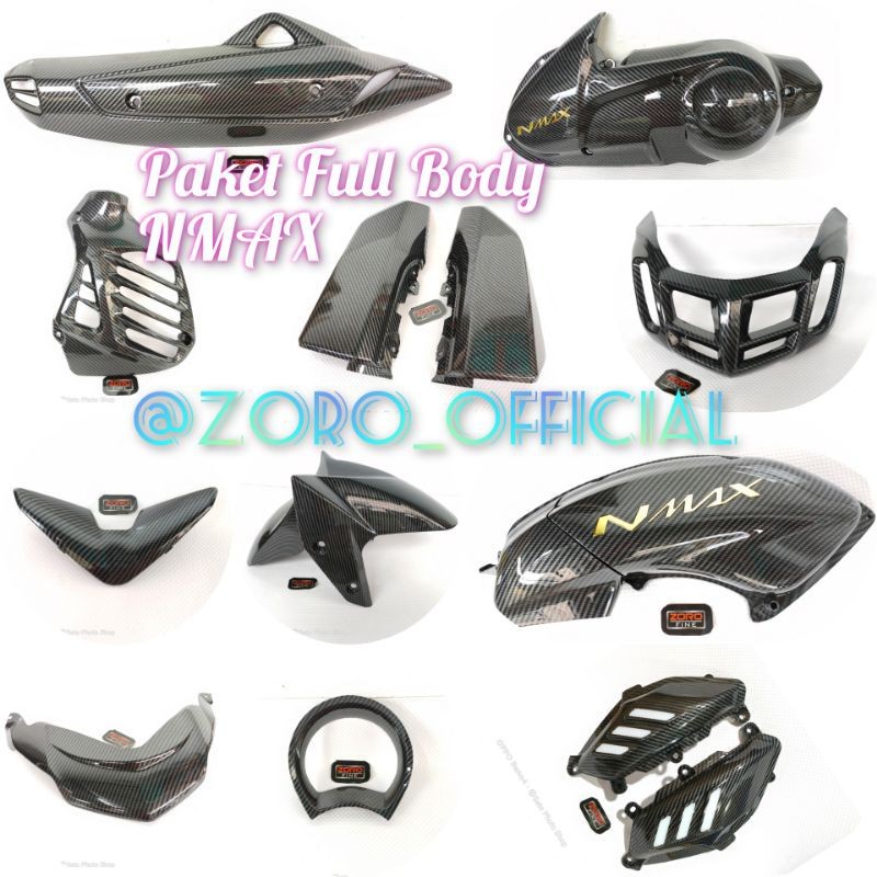 Paket Full Set Body Nmax Cover Carbon Nmax Full Set Carbon ZORO Speedometer/Stang/Bodi Samping/Sein 