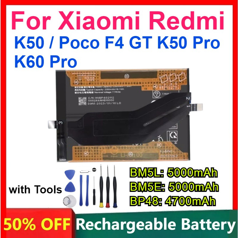 Zero Cycles 5000mAh BM5L BM5E BP48 Battery for Xiaomi Redmi K50 / Poco F4 GT K50 Pro K60 Pro High-Qu