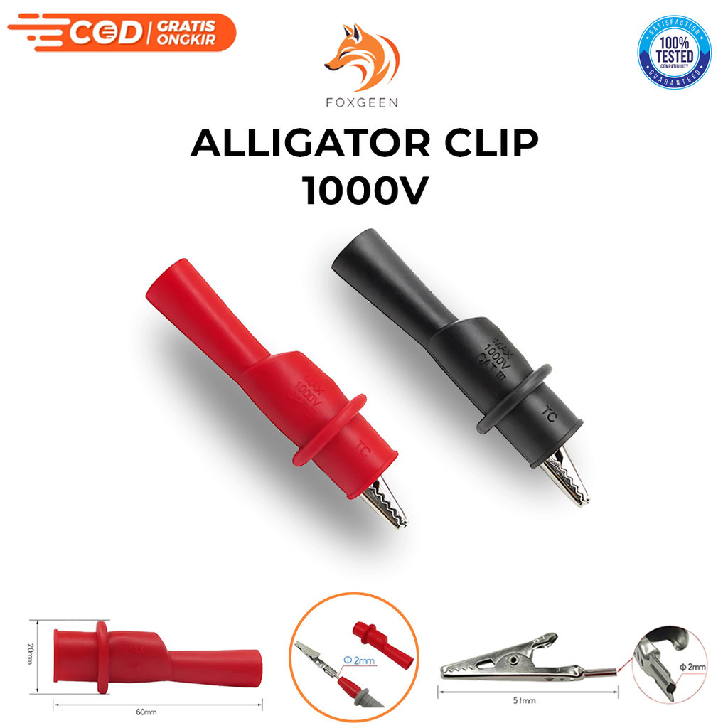 Capit Buaya Multitester Alligator Clip 1000V 10A Jepitan Aki Selongsong Kuat