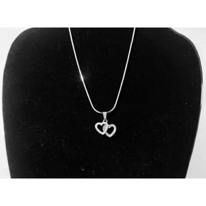 KALUNG SILVER DOUBLE LOVE TITANIUM ANTI LUNTUR