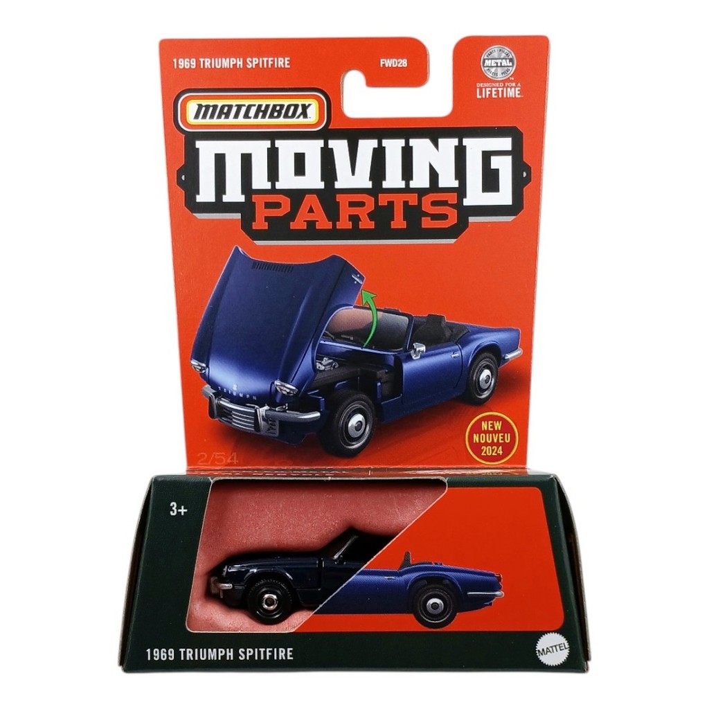 Matchbox Moving Parts 1969 Triumph Spitfire Blue  - FWD28-R - Original Mattel
