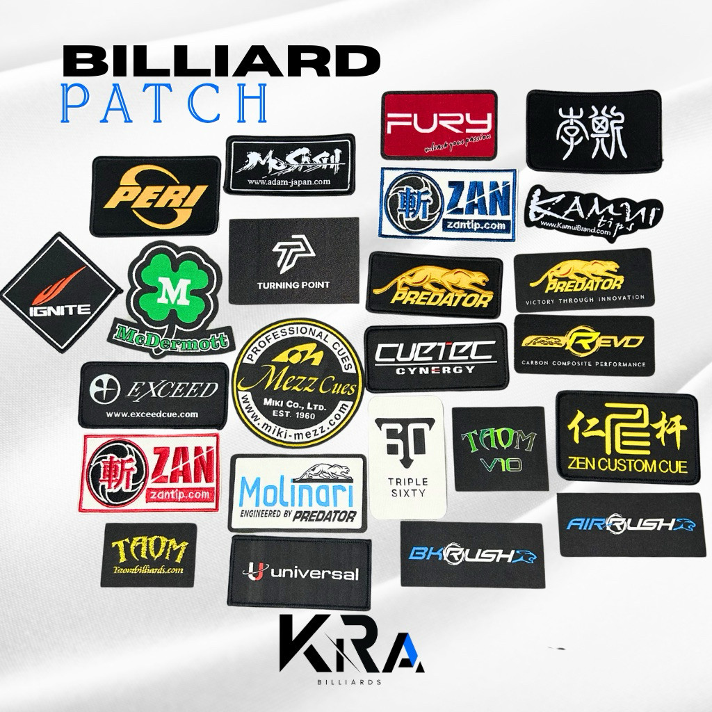 in Sportly - Patch Bordir Billiard Logo Cuetec Mezz Predator Cuelees Kamui Taom Fury Peri Zan Tip Tu