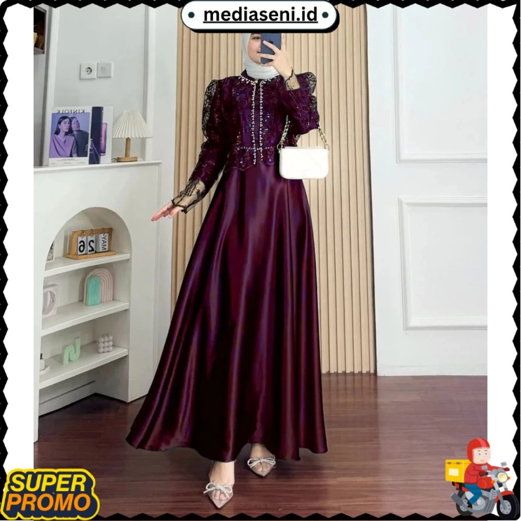 TERLARIS Baju Gamis Set Outer Brukat Terpisah Model Terbaru Sakura Dress BO Size M L XL XXL XXXL Bah