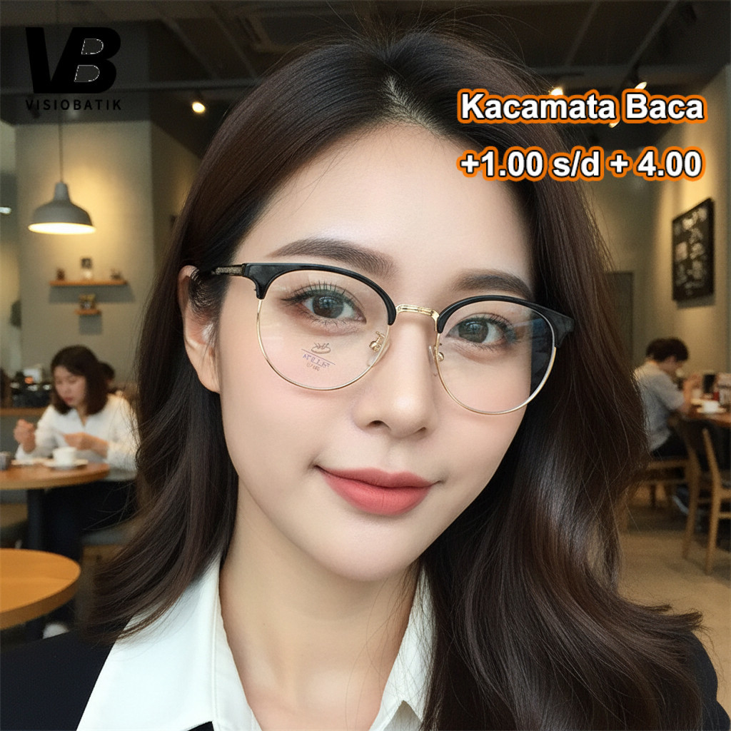 VisioBatik Kacamata Progresif Baca Jalan Plus Pria Wanita Korea Vintage Bulat Anti Radiasi Photocrom