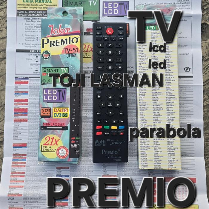 ( REMOTE TV UNIVERSAL JOKER PREMIO ) REMOT KONTROL CONTROL TV LED LCD RECEIVER PARABOLA MULTI UMUM U