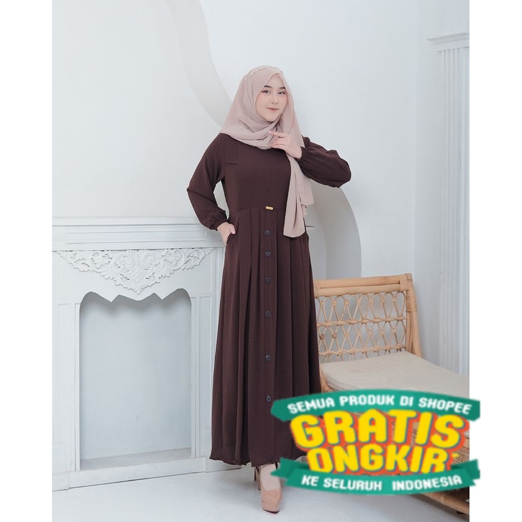 GAMIS NABILA Dress Wanita Busui Friendly Bahan Crinkle Airflow/ pakaian wanita lainnya