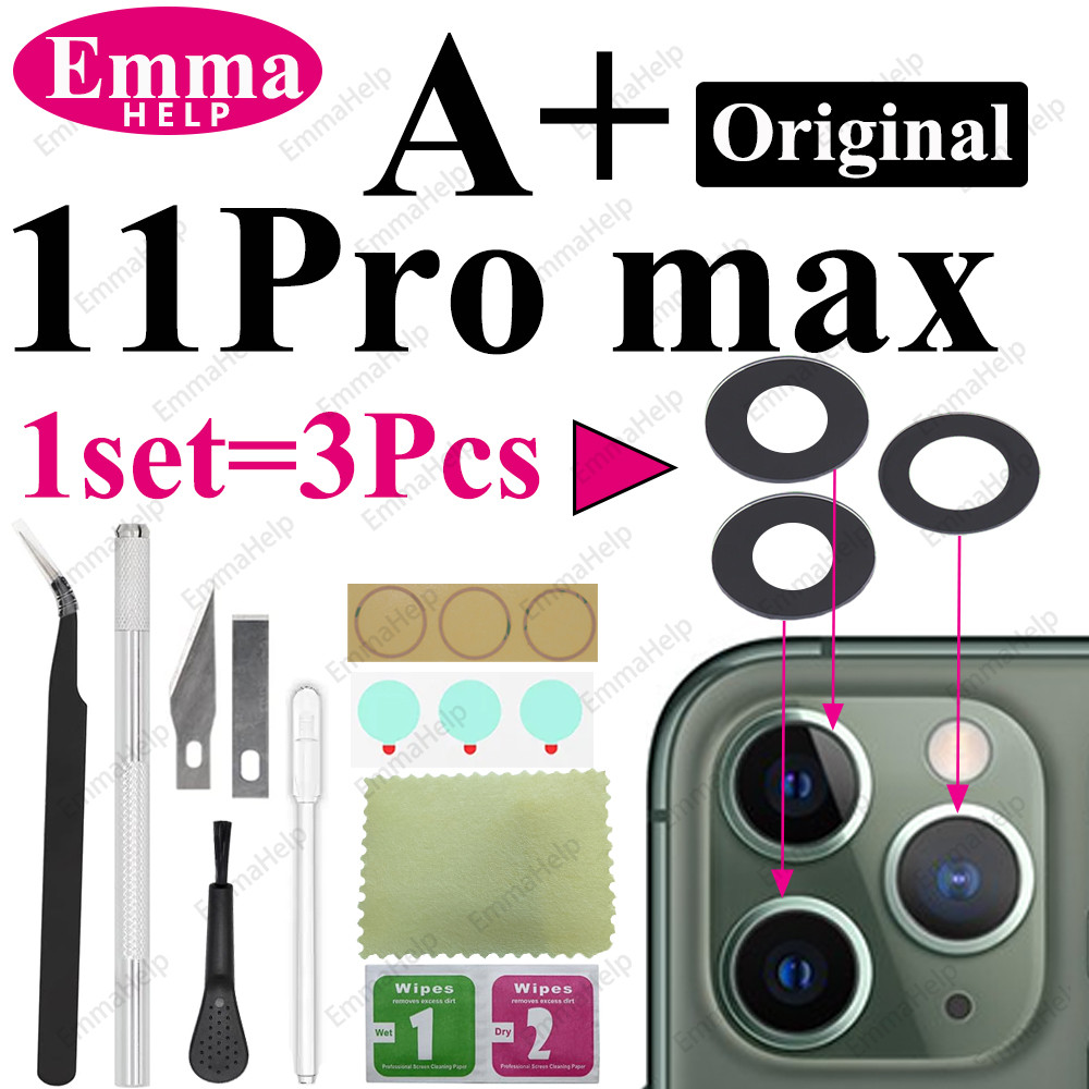 1 Set Original Sapphire Back Camera Lens Glass for iPhone 15 14 13 12 11 Pro Max Plus Mini with Adhe