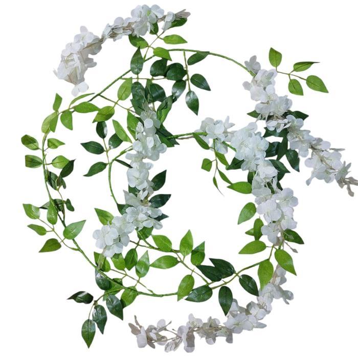 Bunga Wisteria Rambat + Daun Panjang 170 cm Palsu Bunga Juntai Kain Plastik Dekorasi Dinding Artific