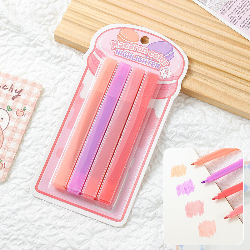 Highlighter Warna Pastel / Highlighter Pen 4 PCS Set / Highlighter Lembut Untuk Koleksi Jurnal / 1 S