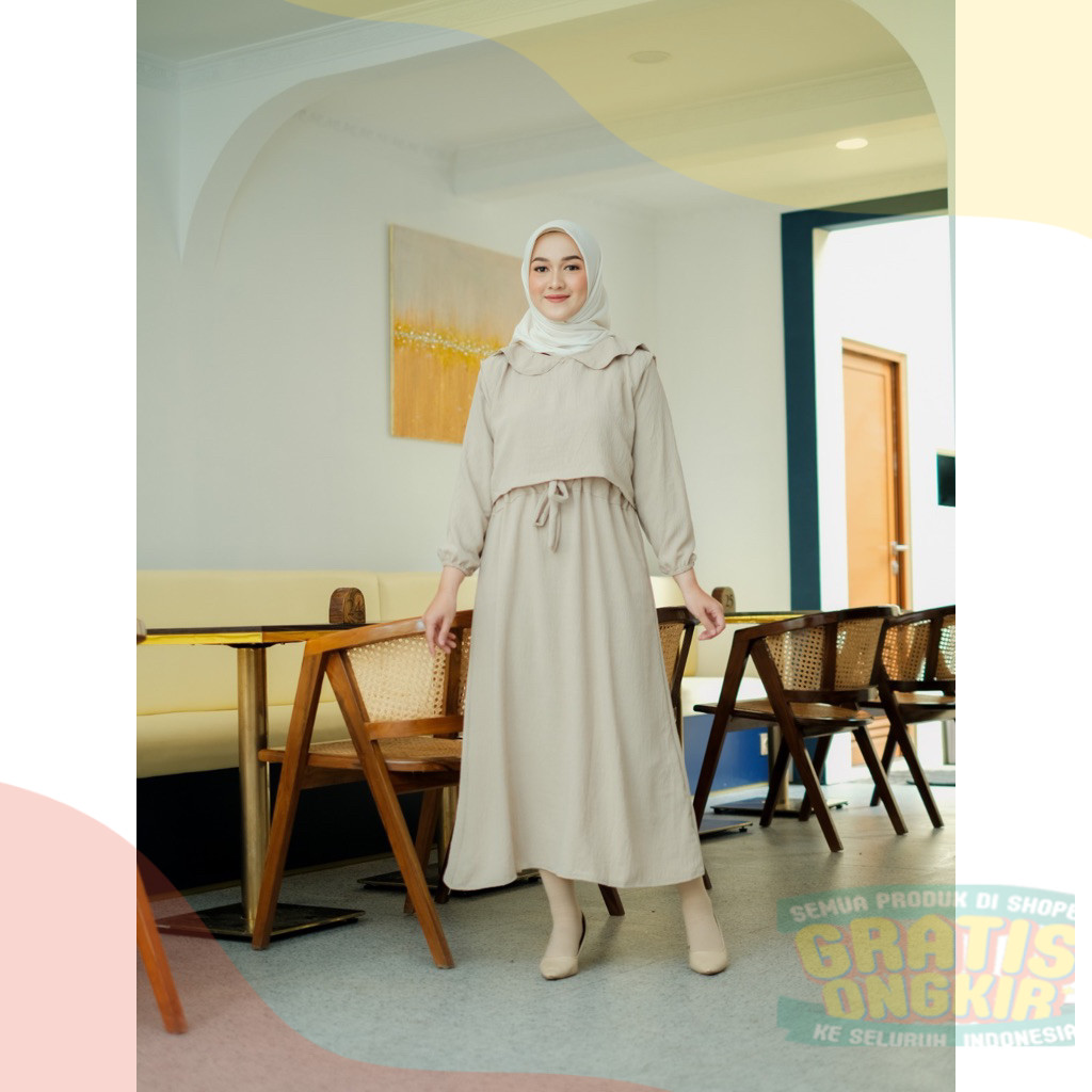 GAMIS MIDI DRESS CRINCLE AIRFLOW BLAZER BLASER KEKINIAN MODERN BELINApakaian wanita lainnya