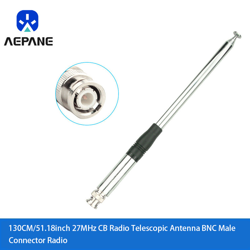 1X 130CM/51.18in 27MHz CB Rao Telescopic Antenna BNC Male Connector Rao