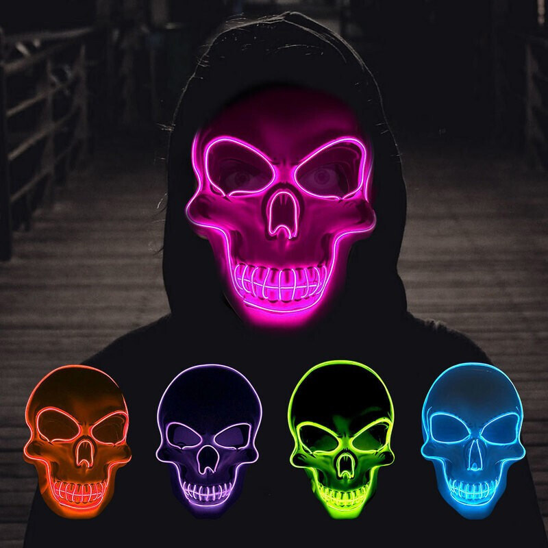 Halloween Horror Skull Mask LED Cold Light Mask LED Halloween Mask Cosplay Mask Halloween Party Deco