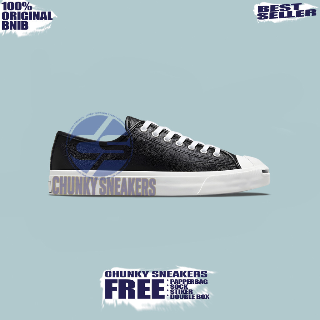 Sepatu Sneakers Converse Jack Purcell Low Leather Black White Leather 100% Original BNIB Unisex