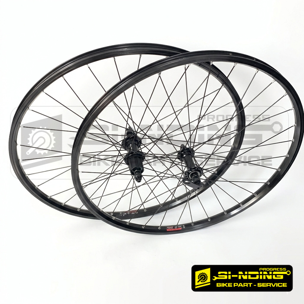Wheelset 26 Inch HFH Hub Freehub Platinum Cassete Rims Araya TM620 Full Black Sepeda MTB Communter F