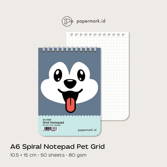 Papermark - A6 Spiral Notepad Pet Grid