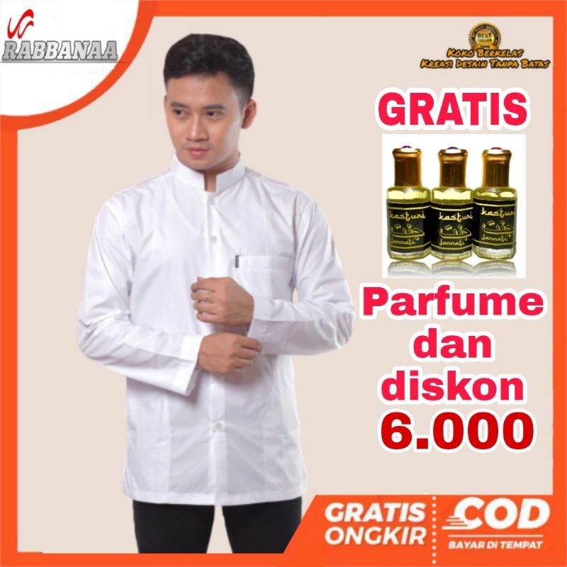 new BAJU KOKO HABAIB KOKO HAIBAH ATASAN MUSLIM PRIA BAJU KOKO PUTIH POLOS MODEL AMMU