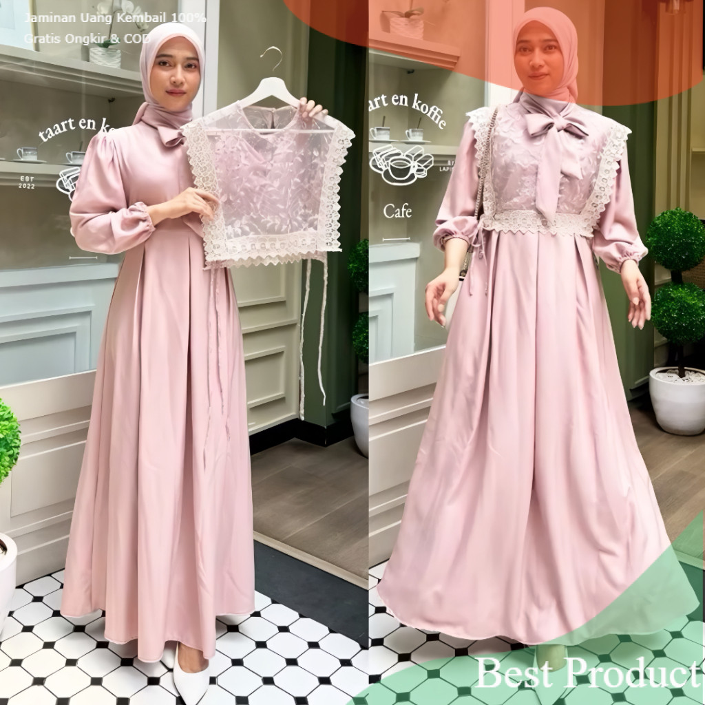 Gamis Muslimah SYAKILA Model Rompi Tille Bordir Oufit Lebaran Kondangan Mewah Terbaru Dres Kondangan