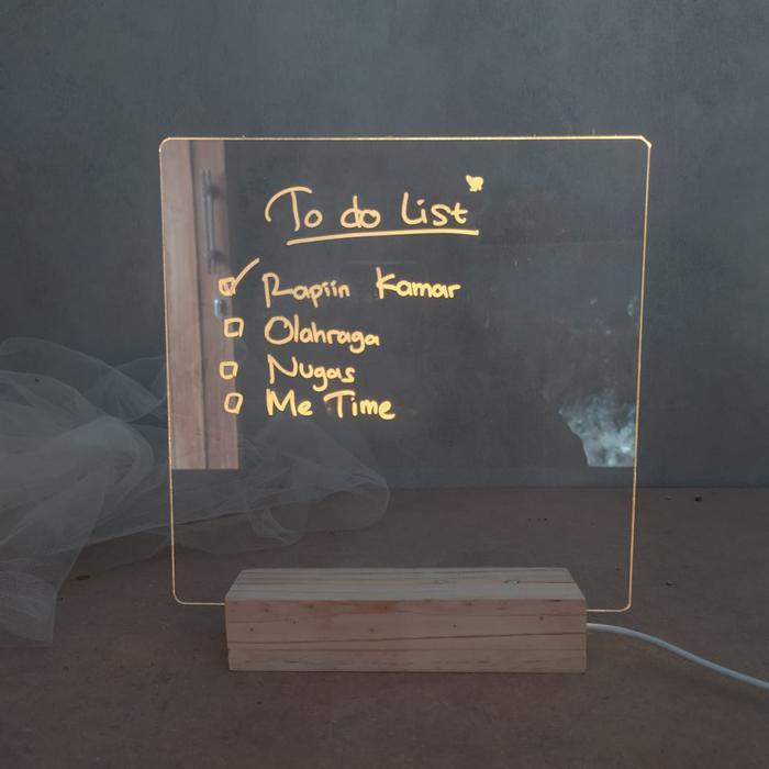 Acrylic note board led / Papan tulis akrilik / to do list akrilik
