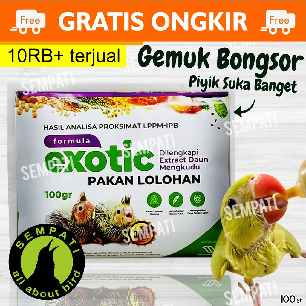 SEMPATI Formula Exotic 100 Gram Pakan Bubur Lolohan Loloh Makanan Anakan Piyik Piyek Bayi Burung Lov