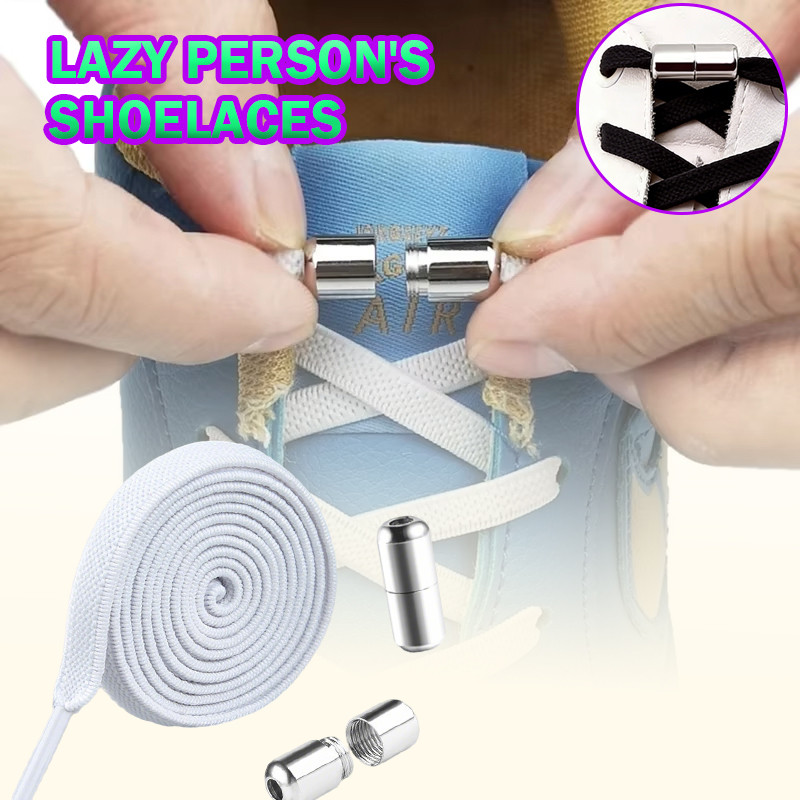 1Pair Tali Sepatu Elastis Tanpa Ikatan Tali Sepatu Olahraga Luar Ruangan Tanpa Ikatan Aksesoris Sepa